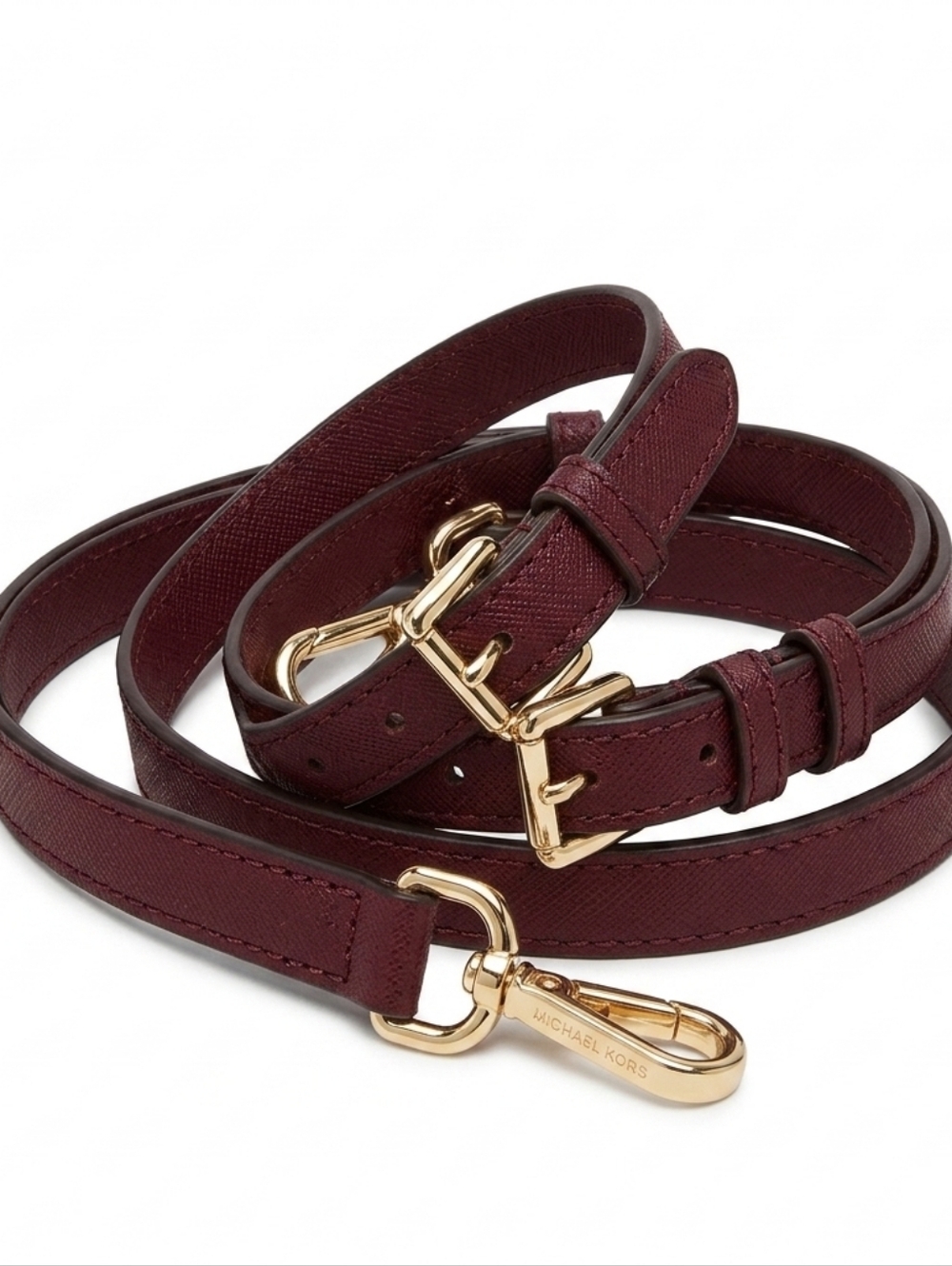 Michael Kors Burgundy Saffiano Leather Replacement Purse Strap Gold Hardware 40" - Picture 1 of 5